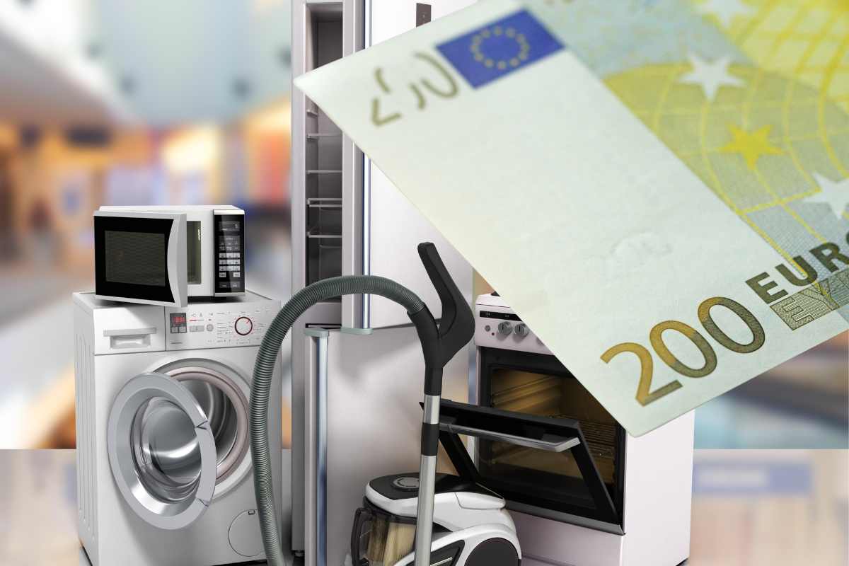 Elettrodomestici vari ed una banconota da 200 euro