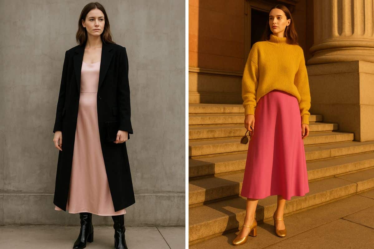 Outfit nero e rosa e giallo e rosa