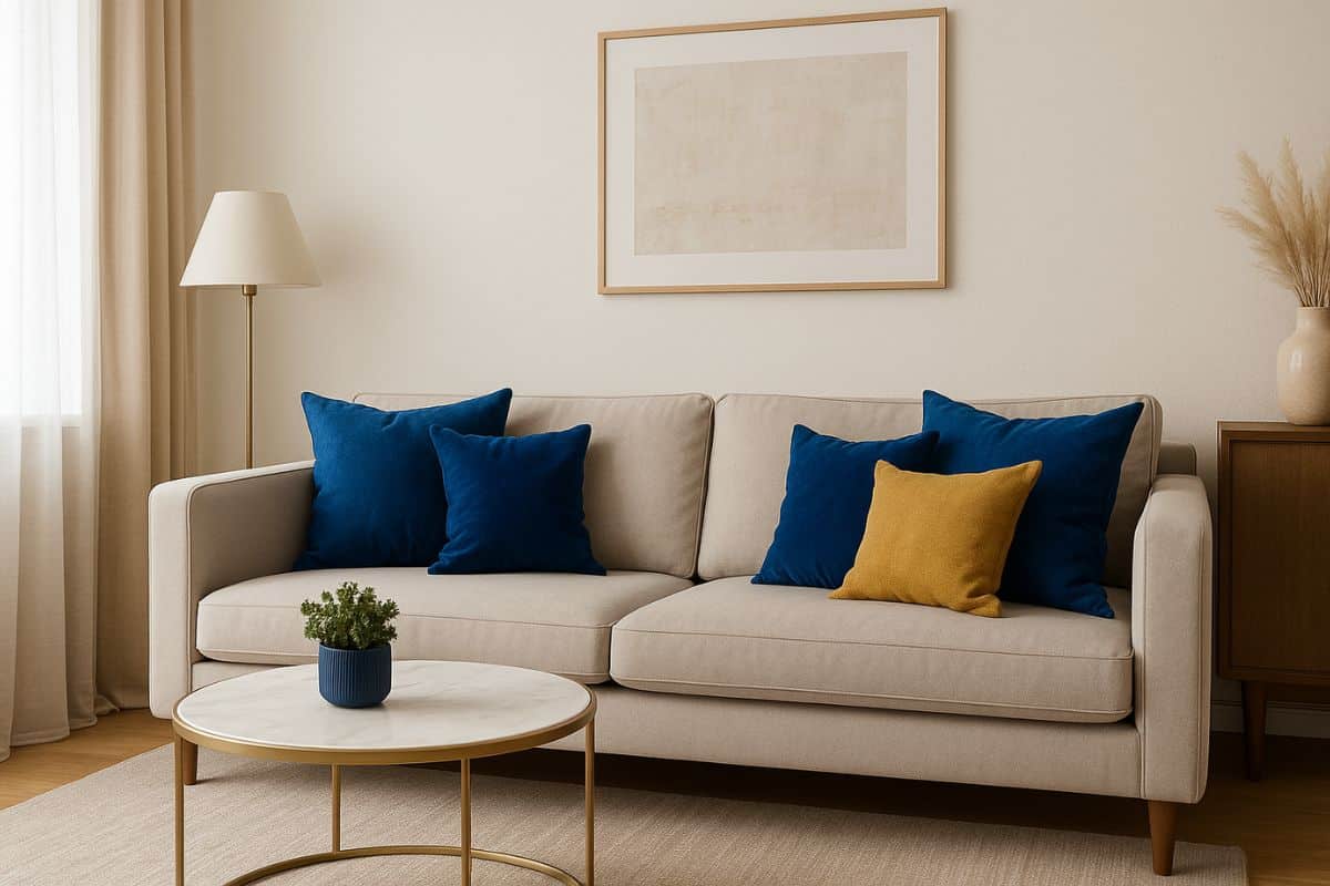 Soggiorno con combinazioni blu e oro