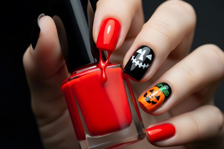 unghie mani con smalto rosso