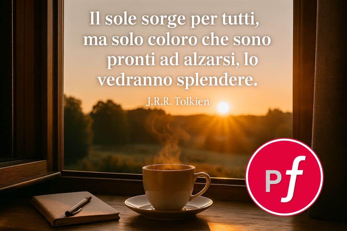 foto con tazza di caffè e frase