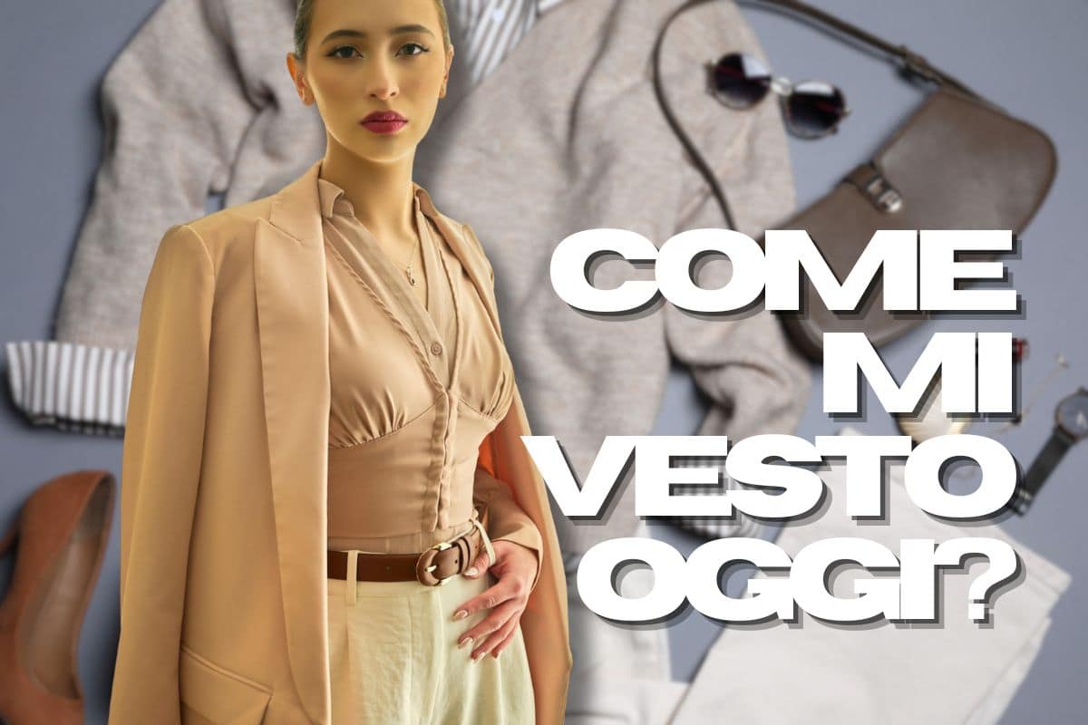 Donna con abiti beige