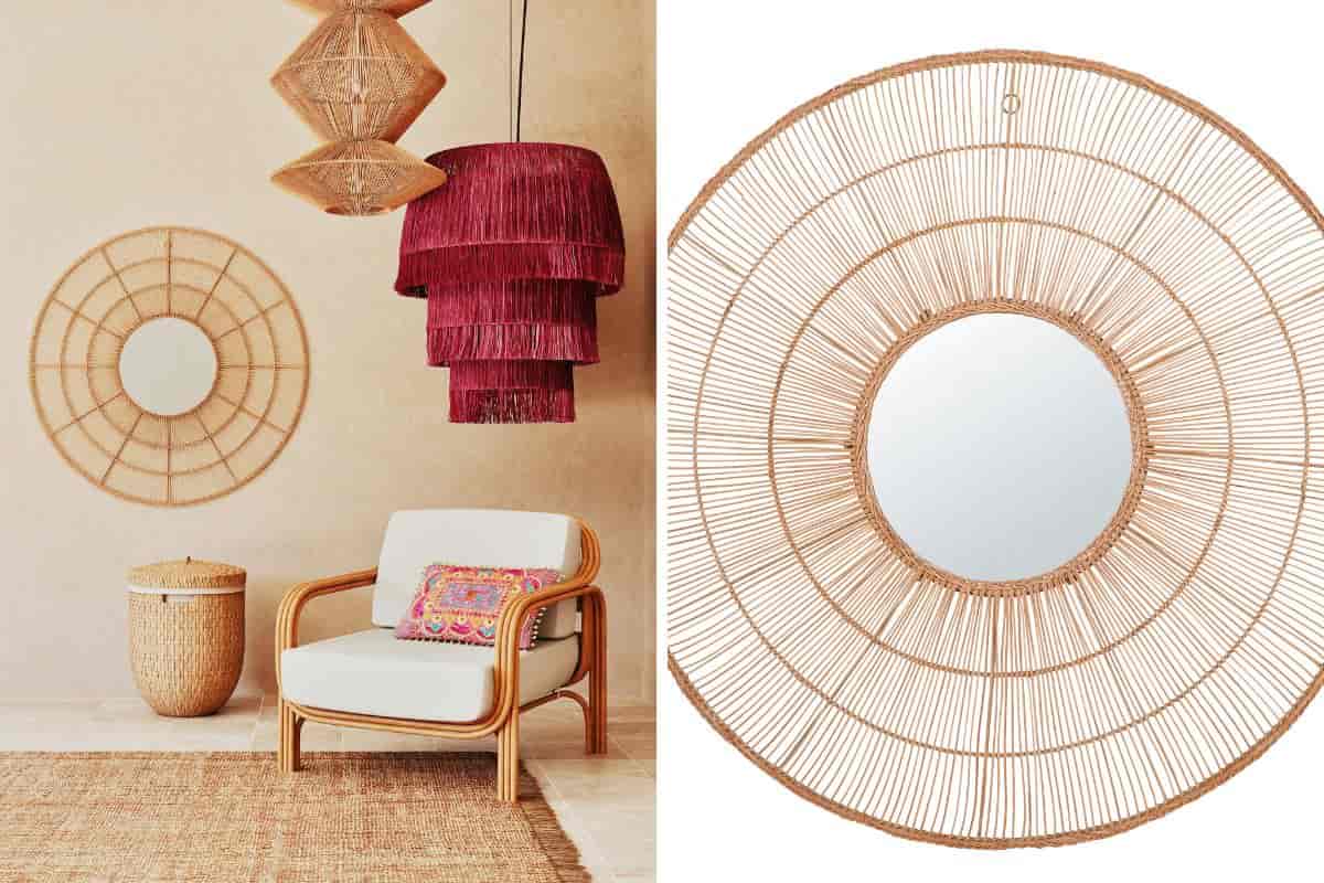 specchio rattan
