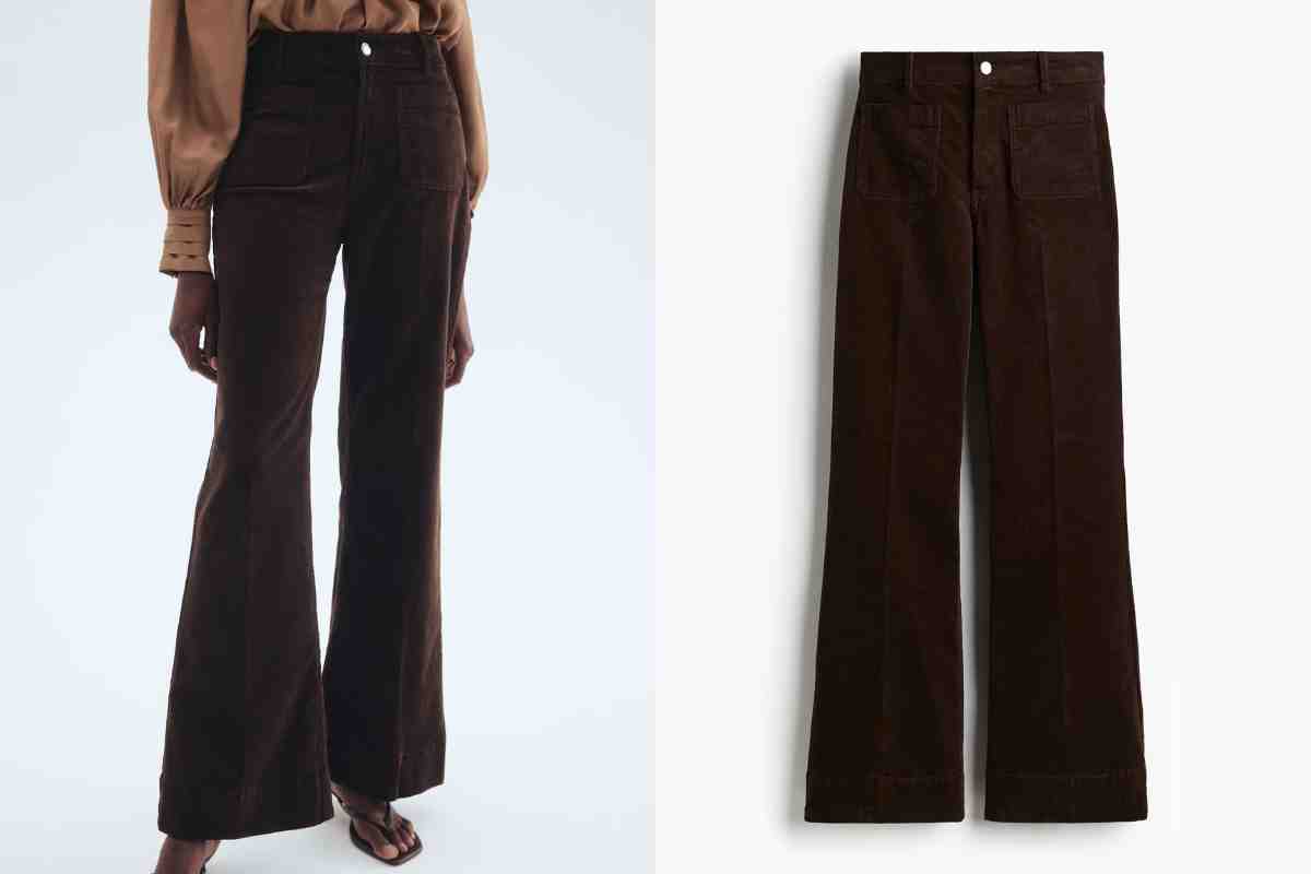 Pantaloni svasati in velluto a coste H&M