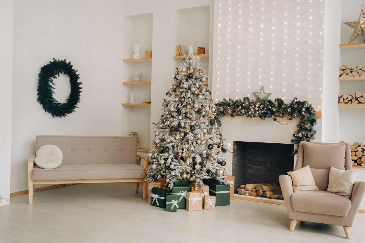 salotto con albero natale