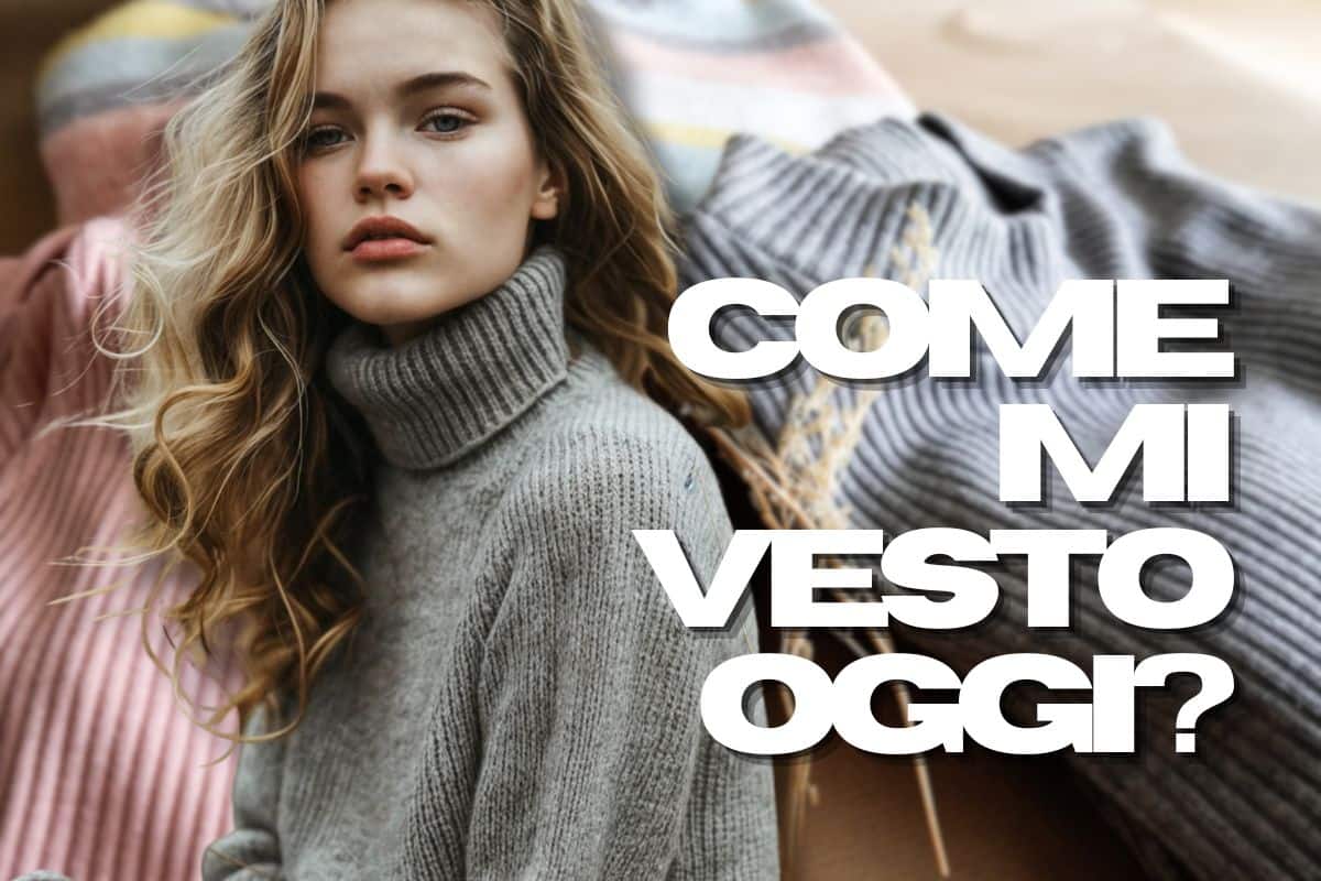 donna con maglione grigio