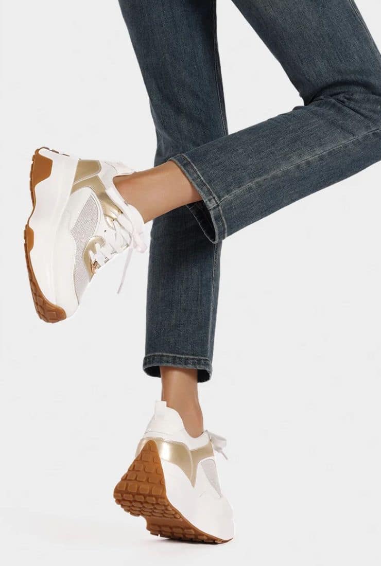 Scarpe sneakers bianco e oro