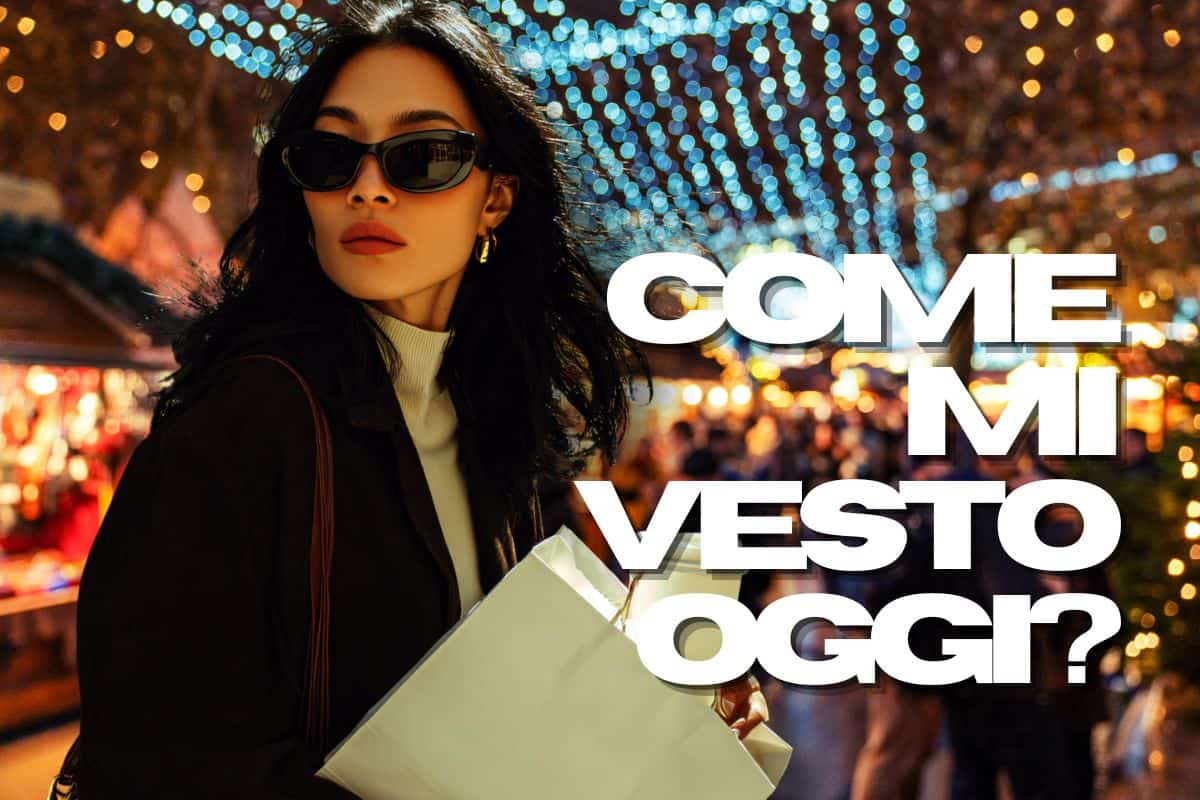 Donna tra le luci di Natale