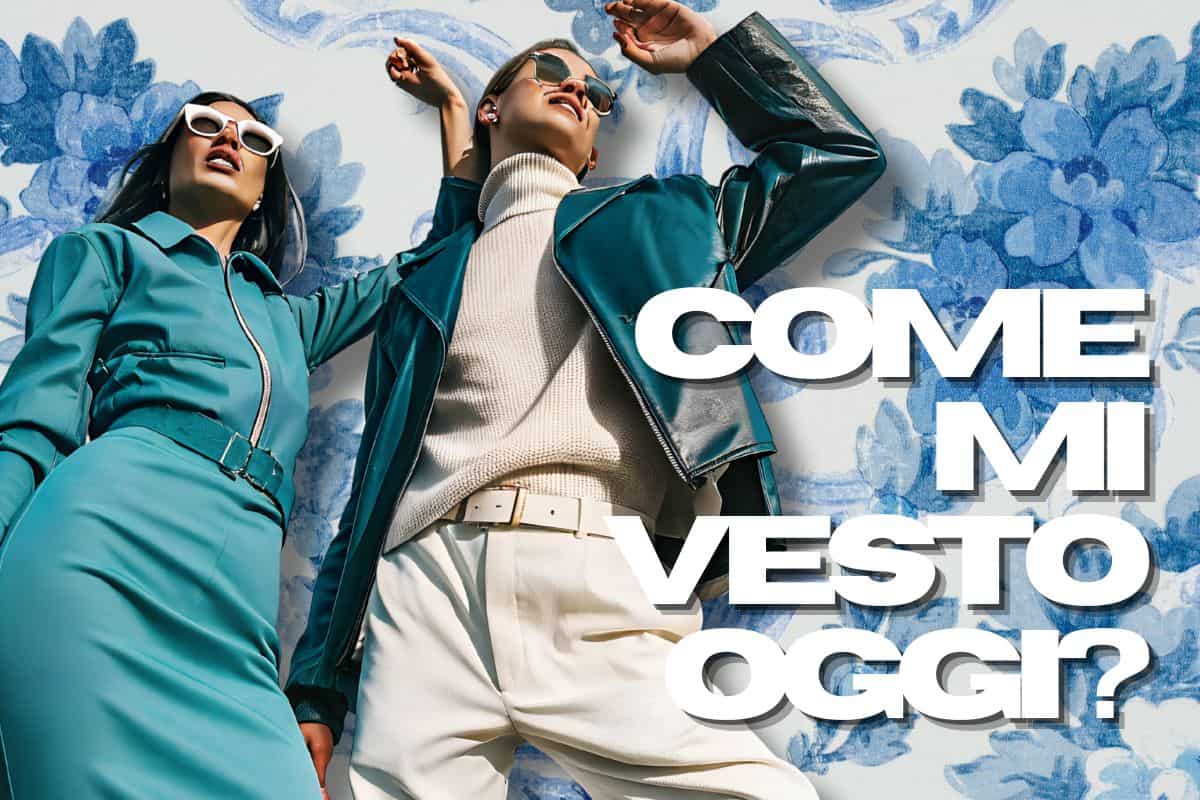 Due donne vestite di azzurro e beige