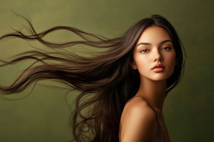 ragazza con capelli lunghi in posa