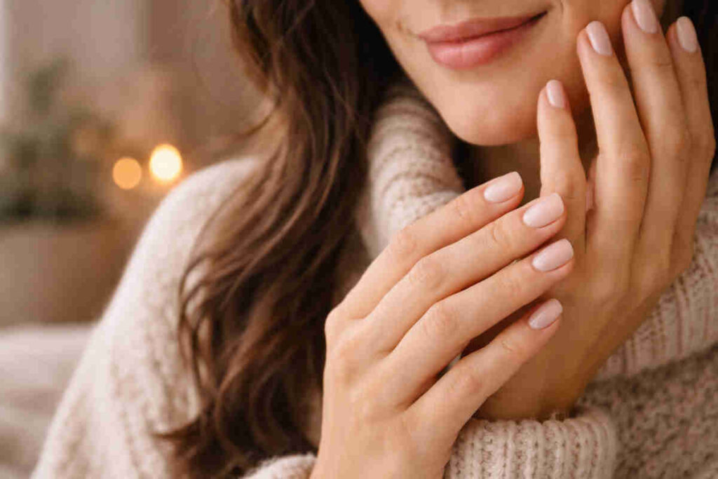 Primo piano su mani femminili con unghie ben curate