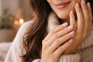 Primo piano su mani femminili con unghie ben curate