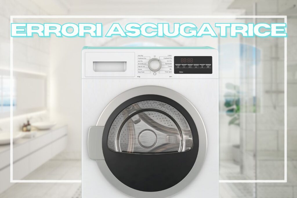 Asciugatrice in primo piano e bagno di sfondo