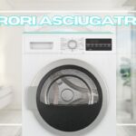 Asciugatrice in primo piano e bagno di sfondo