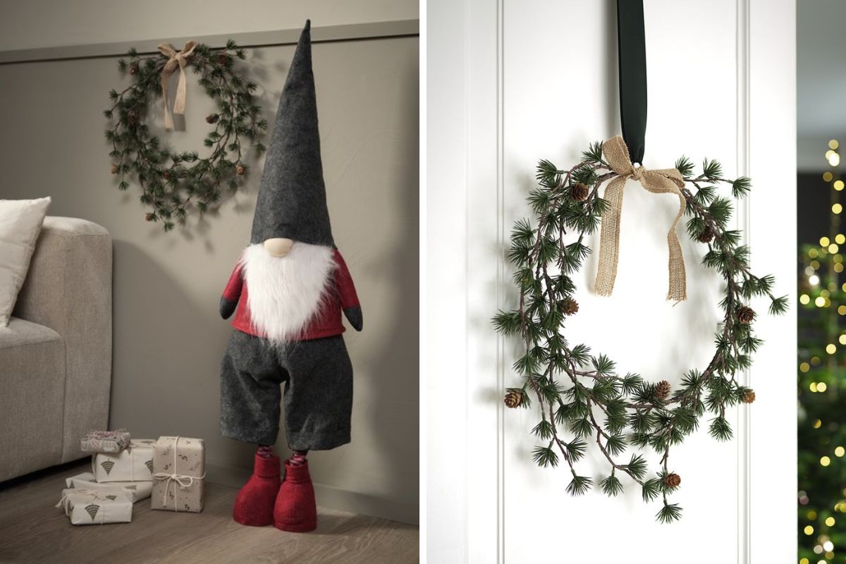 ghirlanda alla porta e gnomo