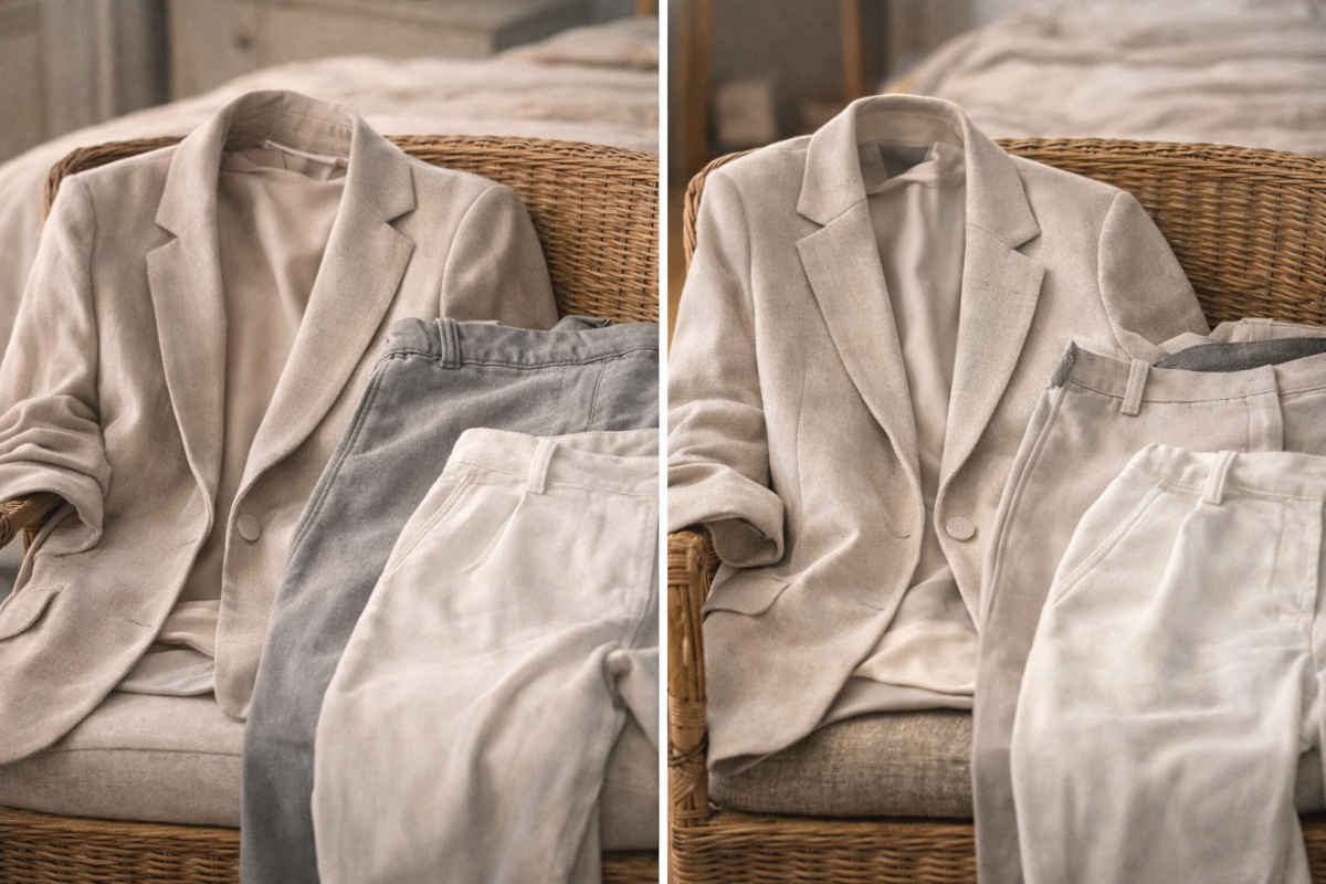 Capi acquistati online appoggiati su una sedia