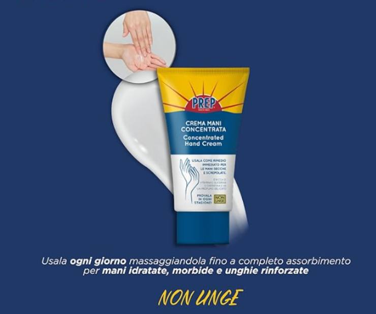 crema mani su sfondo blu
