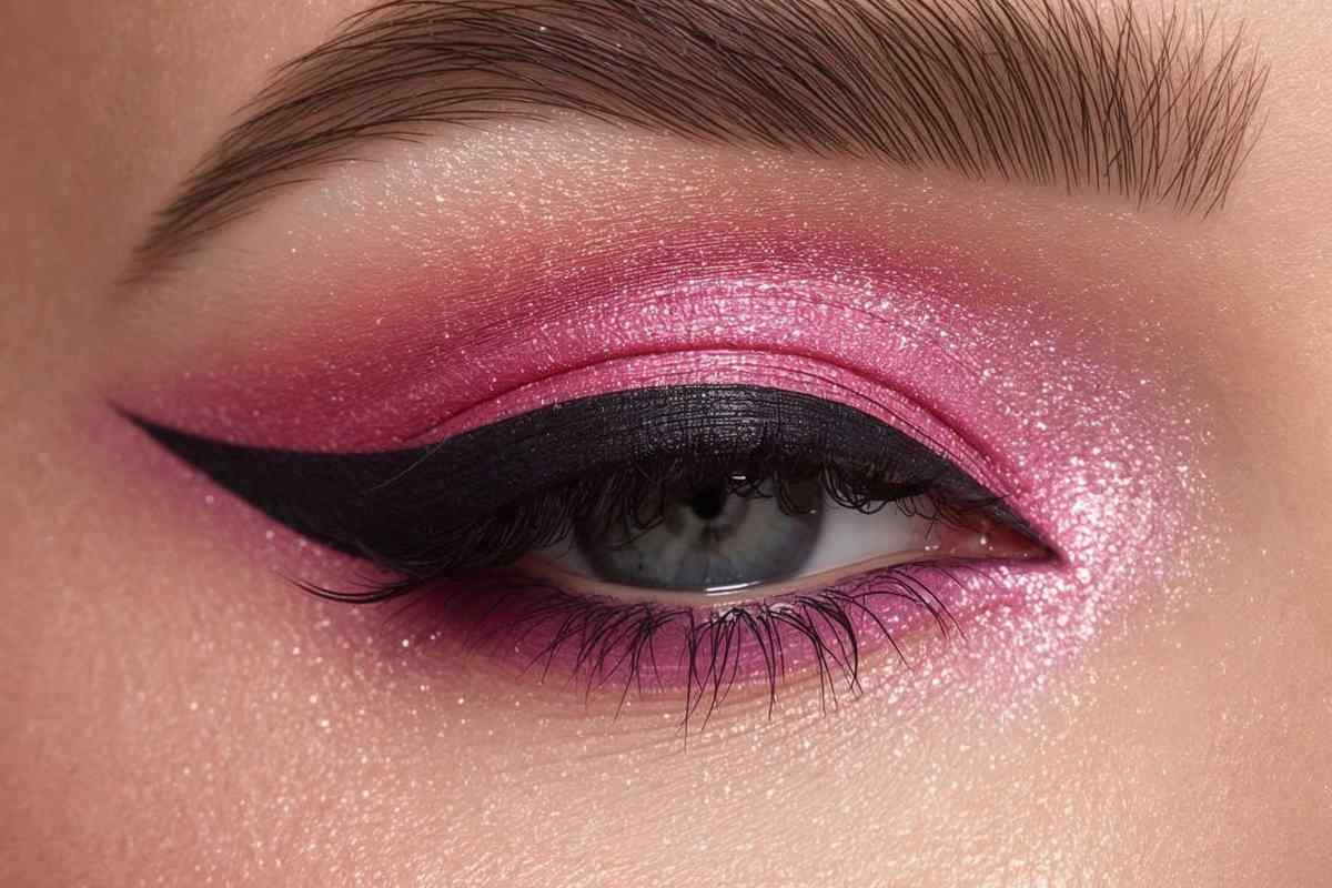 persona con ombretto rosa