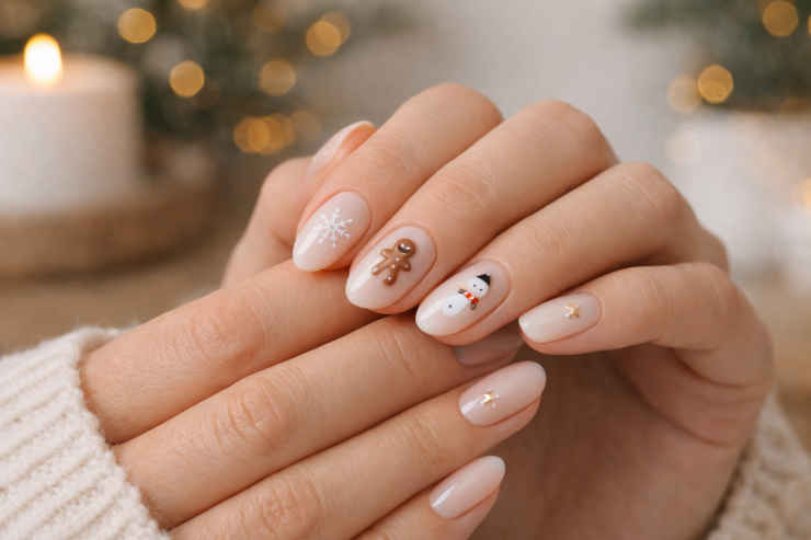 Unghie divertenti con decorazioni natalizie