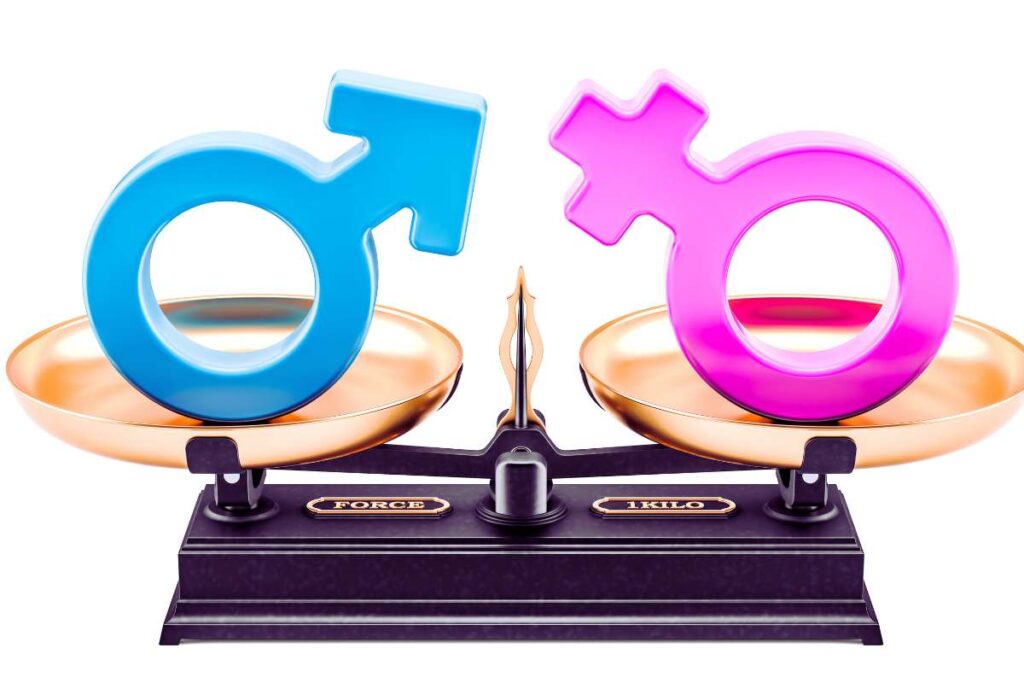 bilancia con simboli uomo e donna 