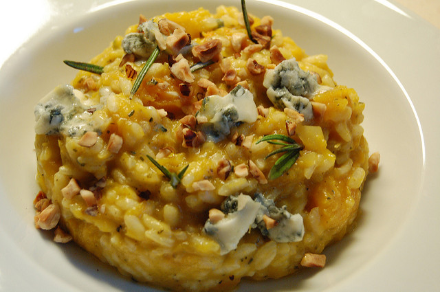 Risotto con pere, gorgonzola e noci