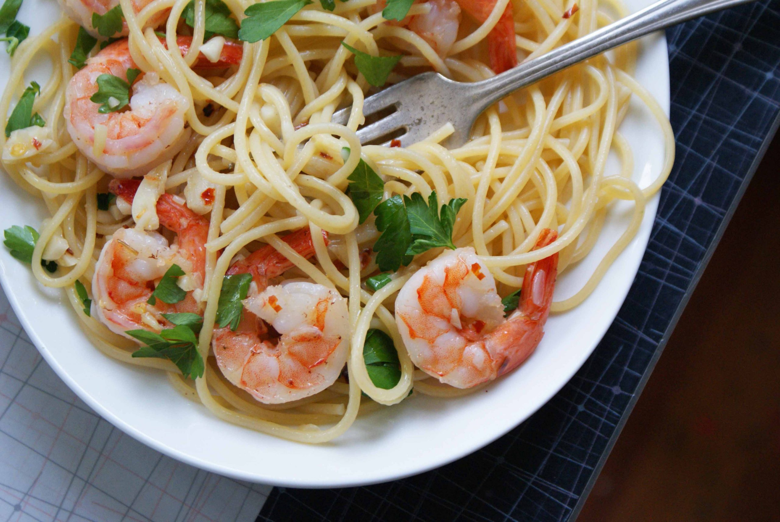 Pasta con gamberoni