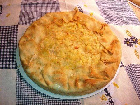 Torta baciocca a base di patate, cipolle e lardo