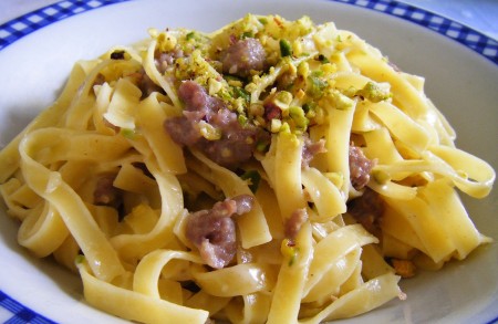 pasta pistacchi e pancetta