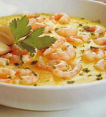 polenta con gamberi