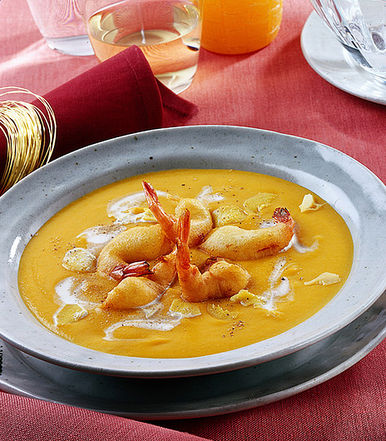 Vellutata di zucca con gamberi