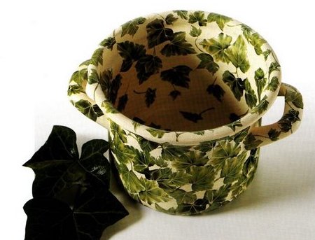 Pentolino metallo decoupage