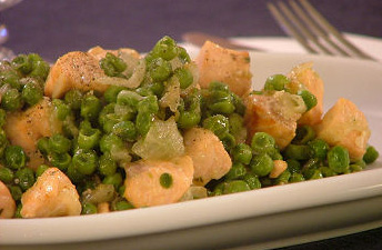 salmone piselli padella