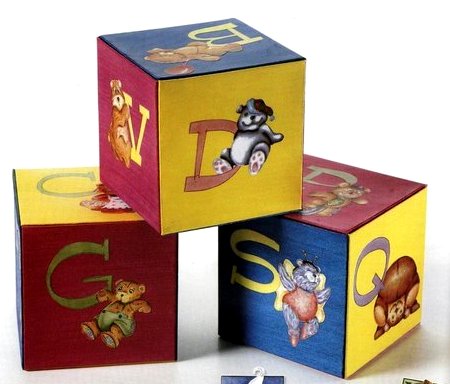 Idee decoupage per decorare i cubi dell’alfabeto