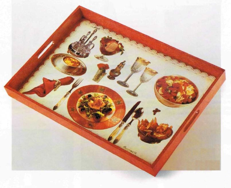 Vassoio portata decoupage legno