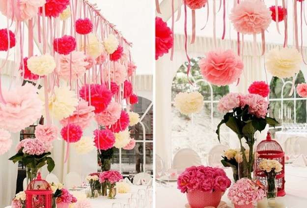 Decorazioni con pon pon e fiori