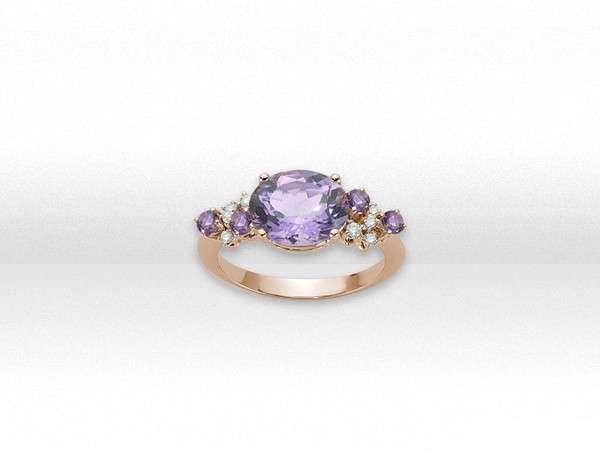Anello Miluna Bellezza Gemme con pietra viola