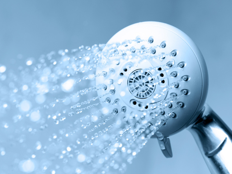 Shower with running water