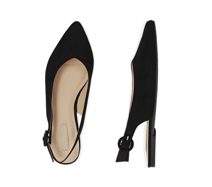 Slingback flat nere in microfibra