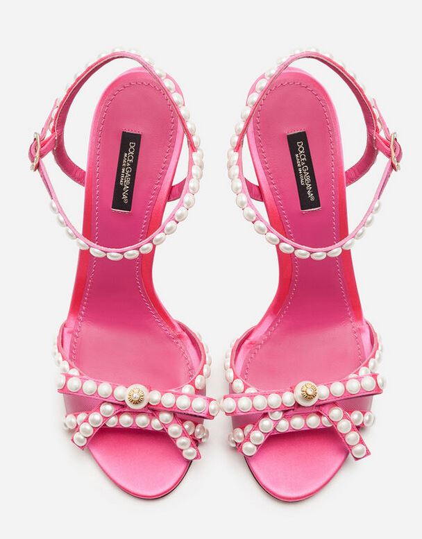 Sandalo Dolce & Gabbana in raso con perle