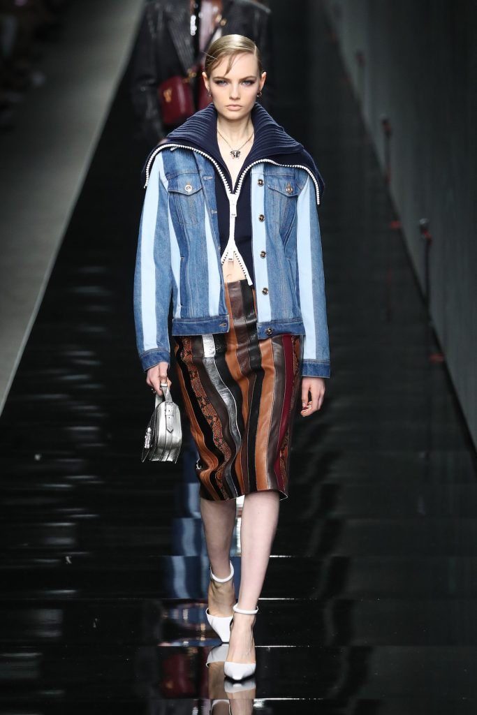 sfilata F/W 2020/2021 versace patchwork pelle denim