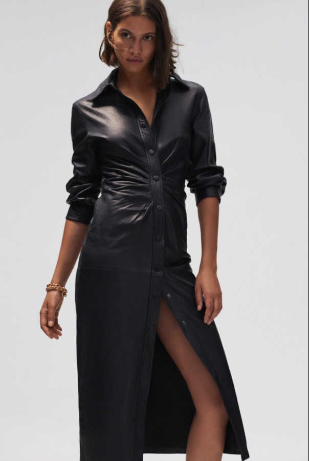 Vestito midi in pelle