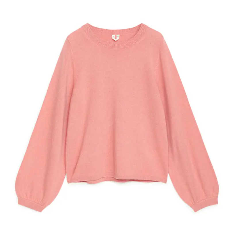 Look maglione cashmere rosa