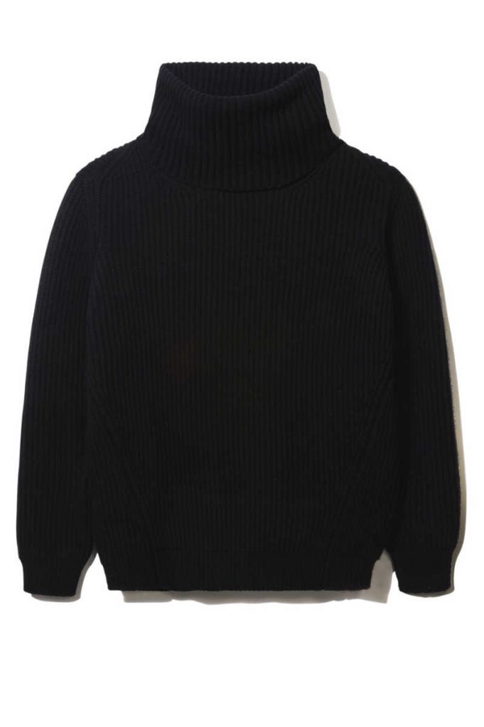 Maglione in cashmere nero collo alto