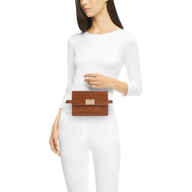 mini bag Furla pelle coccodrillo marrone marsupio