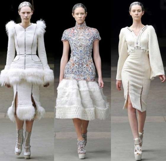Abiti tricot haute couture in bianco