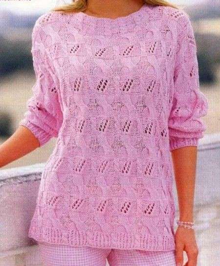 Maglia a trecce in rosa