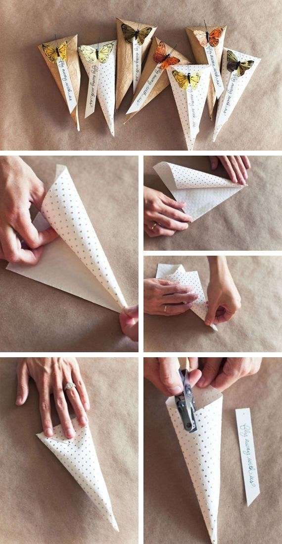 Bomboniere a cono con farfalle