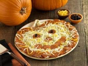 Jack o lantern pizza