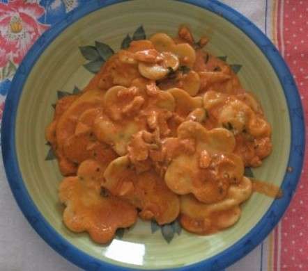 tortelli con sugo al salmone