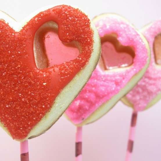 Biscotti a cuore con stecco